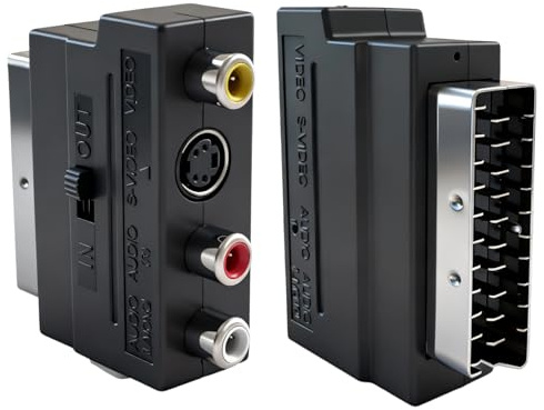 2 Unidades De Conmutador Scart a 3 Conectores RCA De Entrada/Salida + Adaptador De Audio Y Vídeo AV S-Video S-VHS, Adaptador AV a Scart para TV, DVD, Consolas Retro Y Dispositivos AV