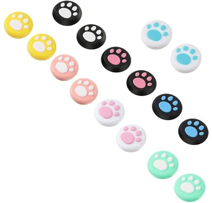 LALAFINA Cappucci per Joystick a Zampa di Gatto 16 Pezzi in Silicone Antiscivolo Protezione per Levette Analogiche Controller Videogiochi Compatibili con Console Switch Stile Stile Casuale