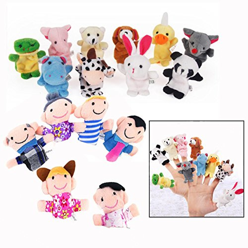 DMZK 16Pcs Marionetas de Mano Cuentos, títeres de Animales de Dedos para bebé niños