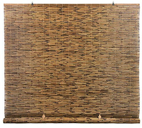 Radiance Cordless Bamboo Blinds - Waterproof Roller Shades for Porch, Patio & Interior Windows - Roll-up Bamboo Shades for Inside Mount - Indoor & Outdoor Privacy Screen, Cocoa, 72W x 72L - 3370772E