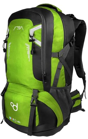 OcioDual Wanderrucksack 60L Grün, Arbeitsrucksack Herren, Wanderrucksack Herren, Rucksack Wasserdicht, Reiserucksack, Camping, Survival und Outdoor-Sport