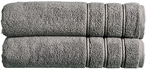 Christy Antalya Large Bath Sheets | Set of 2 | 100% Turkish Cotton | 600GSM | Soft Plush Luxury Bath Towels | 90cm x 150cm | Quick Dry | Storm Grey
