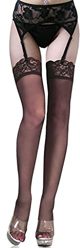 VicSec Reggicalze Donna Sexy con Calze Alte [3 Pezzi] Reggicalze Pizzo Sottile Bretelle Giarrettiera Calze alla Coscia G-string Perizoma