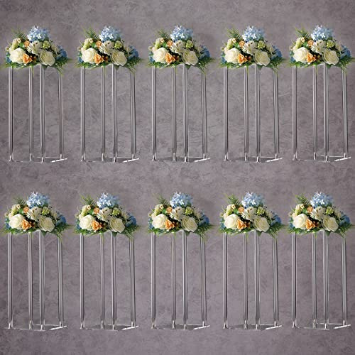 YALLOVE Soporte para Flores Acrílico para Centro de Mesa de boda , juego de 10 de 40 cm, Jarrón Transparente para Decoración de Mesa de Boda, Soporte de Exhibición Geométrico para Centro de Mesa