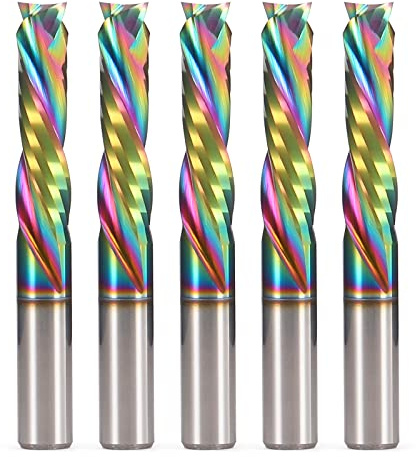Spiral Router Bits Up Down Compression Bit with DLC Coating, 1/4 inch Cutting Diameter, 1 Cutting Length,1/4 inch Shank Solid Carbide CNC End Mill for Wood Carving Engraving Grinding Grooving