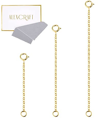 LANCHARMED 3 Cadenas Extensibles Plata 925 Oro Pulgadas para Collares