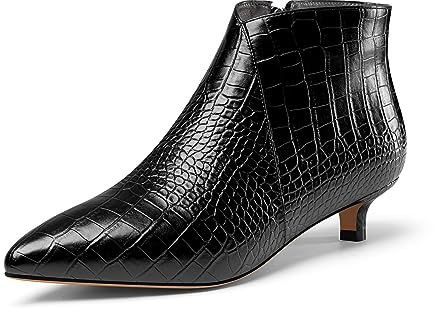 Aachcol Donna a Punta Basso Gattini Tacco Heel Stivaletti Cerniera Ufficio Dress Classico 3.5 CM Heels Nero 40 EU