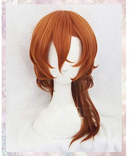 ydound Wig Anime Cosplay Anime Bungo Cani randagi Chuya Nakahara Chuuya Parrucca Cosplay Costume da uomo e donna Halloween Party Parrucche + retina per capelli