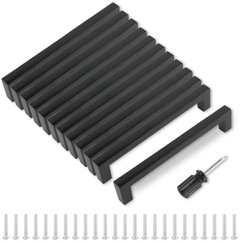 MIYUANGKJ 12 stk Möbelgriffe Schwarz 96 mm Küchengriff Schubladengriffe mit Schrauben 22 mm, Türgriffe für Schublade Schrank Möbel Küche