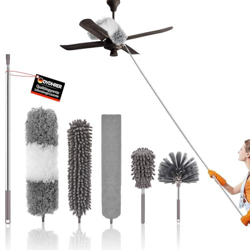 6 Pezzi Spolverino per Polvere, Togli Ragnatele Allungabile 25-256 cm, Articlean Cattura-Polvere Telescopico In Microfibra, Bastone Telescopico per Pulizia Tetti Interni, TV, Ventilatori a Soffitto