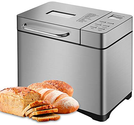 Automatic Bread Machine 3D Automatic Turning Breadmaker Professional Non-stick Family Bread Maker with Smart Fruit Nuts Dispenser, 17 Progammes, 15 Hours Timing
