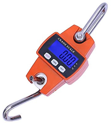 USKI Balance Suspendue Balance de Grue Poids 300kg 0g/50kg 10g/balances à Crochet suspendues Robustes Portables Balance électronique LED en Acier Inoxydable numérique(0-300kg)