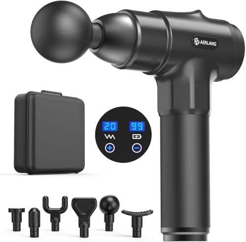 AERLANG Massage Gun, Massage Gun Deep Tissue Percussion Massager, Muscle Massagers Gun,Handheld Body Massager for Muscle 20 Speeds & 6 Massage Heads Birthday Gifts for Women Men Mom Dad