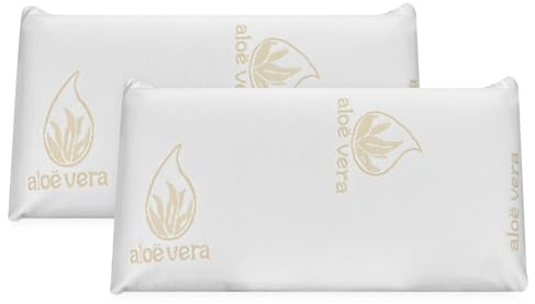 DUÉRMETE ONLINE - Almohada Viscoelástica Aloe Vera Visco | Máximo Confort y Excelente Adaptabilidad con Propiedades Antiestrés | 2 Unidades de 70 x 40 cm