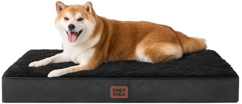 EHEYCIGA Lit orthopédique pour chien de taille moyenne 89 x 58 x 9 cm, coussin lavable et moelleux, matelas pour chien, noir
