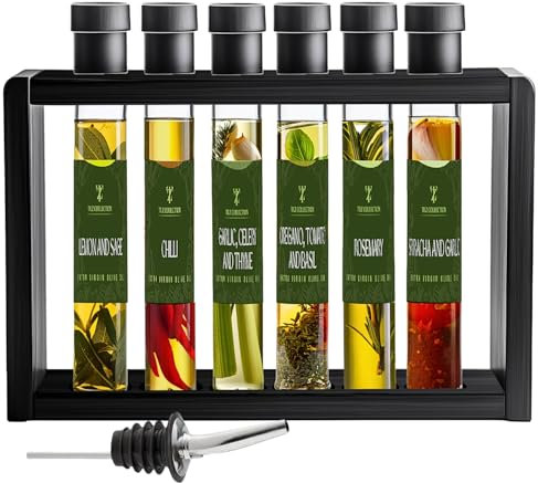 Tilz Coffret cadeau avec huile d'olive infusée – 6 x 40 ml d'huile de cuisson/huile de trempage pour pain, huile de basilic, huile d'ail, huile de piment, huile de citron, romarin, origan, tomates –