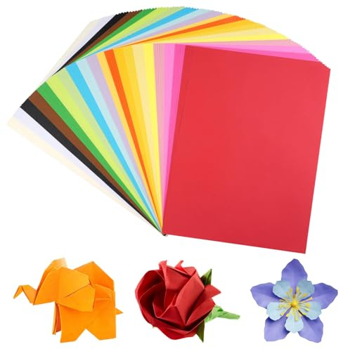 100 Sheets Coloured Paper A4, 20 Colours Double Sided Origami Paper,65gsm