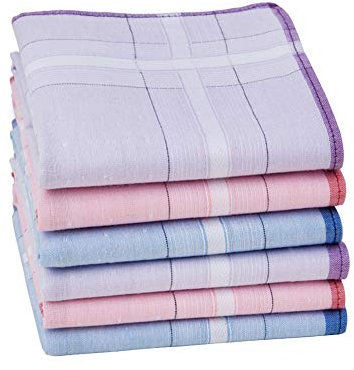 HOULIFE Damen Taschentücher aus Reiner Gekämmte Baumwolle Stofftaschentücher 3 Farben für Alltagsgebrauch 6/12 Stücke 28x28cm Weihnachtsgeschenke