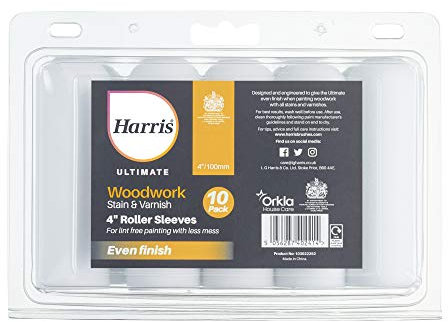 Harris Ultimate Woodwork Stain & Varnish Mini Roller Sleeves | Pack of 10 | 4