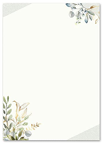 50 Blatt Briefpapier GRÜNE ZWEIGE - DIN A5 Format - Blumen & Blüten