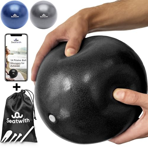 Seatwith Pelota Pilates Pequeña de 23 cm - Bola de Ejercicios con Bolsa de Viaje + PDF de Instrucciones - para Principiantes y Expertos - Mini Pelota Pilates, Softball Pilates pequeña