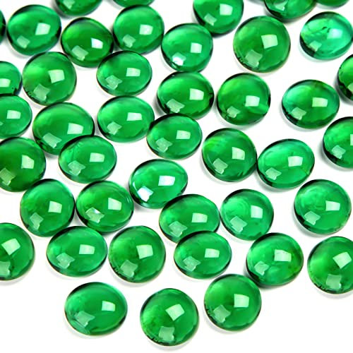 FUTUREPLUSX 1 LB Green Glass Beads, Flat Marbles for Vase Fillers