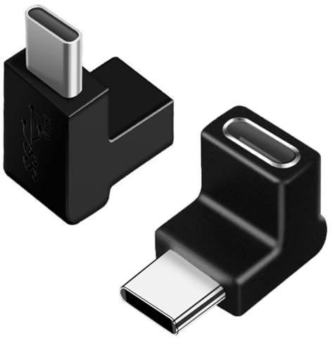 Mepsies USB C till USB C Adapter 90 grader, USB-C 3.1 hona till hane | 2 Stycken, Armbåge Adaptrar Rät Vinkel USB-C Adapter, Kompatibel med MacBook, iPhone 17/16/15, iPad, Samsung Galaxy, och Mer