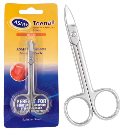 ASM Professional Toe Nail Scissors Ingrown Toenail Treatment - Heavy Duty Stainless Steel Beauty Cuticle Scissor for Fingernails, Nose, Beard & Eyebrow Scissors - Perfect Gifts for Women & Men