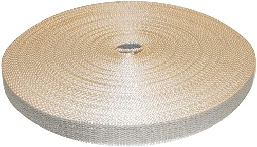 Briconess.com Cinghia cintino di Ricambio per avvolgibili e tapparelle Rotolo 50 mt - Cotone - Beige/Grigio - 17mm.