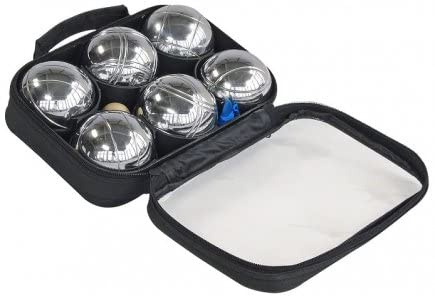 cavernedesjouets Jeu 6 Boules Petanque Chrome Loisirs (725g, Ø7,2cm) - avec cochonnet, mesureur, Sacoche - Set Jeu Plein air adresse et Carte