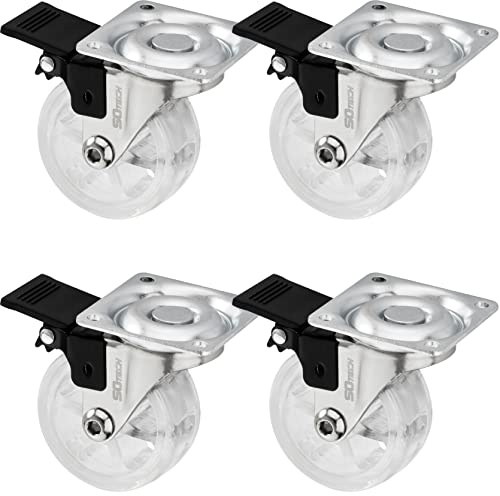 SOTECH 4 pezzi Rotelle girevoli di design SHIFT Ø 50 mm trasparente con funzione di bloccaggio, carico massimo 140 kg (35 kg per rotella) Altezza 64 mm
