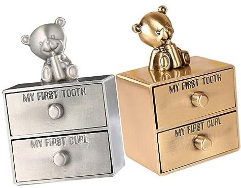 Homoyoyo Zahnaufbewahrungsbox Metall Für Milchzähne Jungen Mädchen Mit Dekorativer Langlebiger Aufbewahrungsbox Für Erste Zähne Und Locken Als Erinnerungsbox