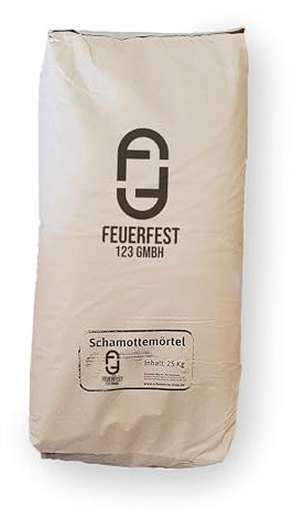 Feuerfest 123 - Schamottemörtel [Menge 25 kg] - Für Kaminöfen, Öfen & Grills - Feuerfester Mörtel 1.450 °C hitzebeständig - keramische Abbindung - Kaminmörtel Reparaturmörtel für Schamotte