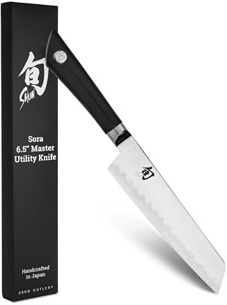 Shun Sora 6.5 Master Utility Knife, Handcrafted Japanese Kitchen Knife, VG10 Steel Edge and 420J Stainless Steel Blade, Balanced Handle, Precision and Sharpness for Professional and Home Chefs