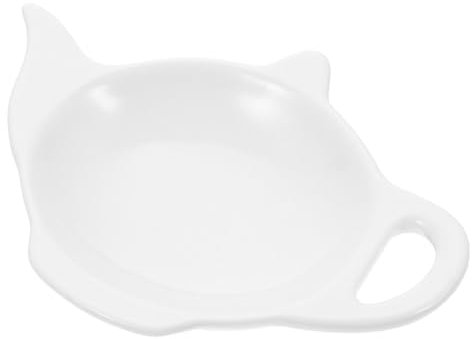 Ciieeo White Ceramic Dish, Stylish Teabag Holder for Used Tea Bags, Teapot Shaped Plate for Snacks, Desserts, Sauces, Home Use