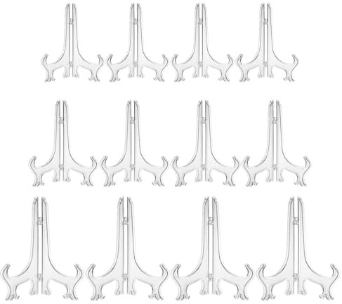 DHWEKU Porta Piatti da Esposizione,Cavalletti per Tavolo,Portapiatti,Reggi Piatti da Esposizione,Supporto Piatti Esposizione,Portafoto Plastica Trasparente,Cavalletti,Espositore Monete(12 Pezzi)