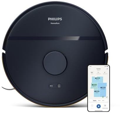 Philips Homerun Serie 2000: 2-in-1 Saug- und Wischroboter, 130 Minuten Laufzeit, Lasernavigation, Teppichboost, App-gesteuert, Mitternachtsblau (XU2000/10)