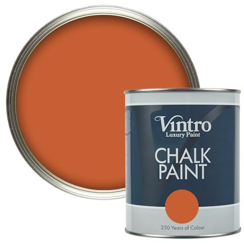 Vintro Paint - Chalk Paint for Furniture, Walls and Woodwork. Interior Use. Quick Dry. 1 Litre (Burnt Orange - Thor's Rust)