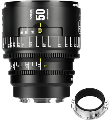 7artisans 50 mm T2.1 Infinte Series Professional full ram manuell Cine lins kompatibel med EF montering för fotografering filmskapande, svart