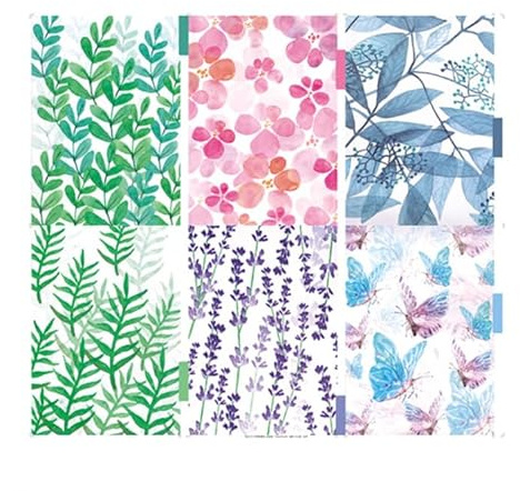Gorise 12 divisori per raccoglitori A4, strisce divisorie con 6 fori, pagine indice inseribili in PVC, etichette indice in plastica, divisori per raccoglitori per(6 stili floreali)