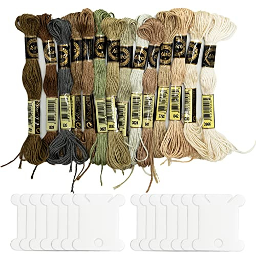 14 Skeins Per Pack Brown Embroidery Threads,Brown Thread,Sewing Thread Kit,Cotton Embroidery Thread Embroidery Series Cross Stitch Floss