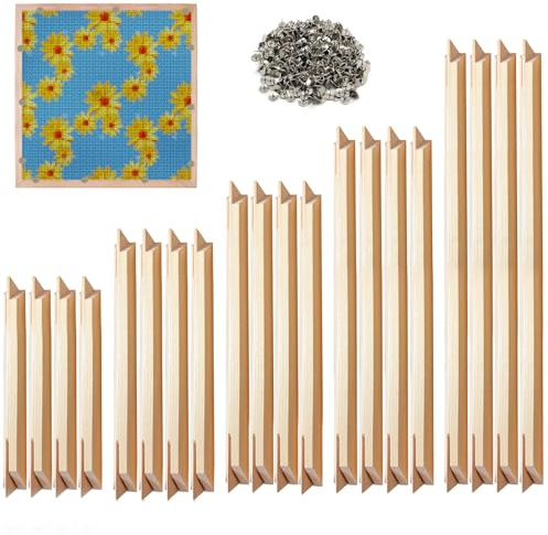 Lot de 5 Cadres de broderie en bois pour pointes d'aiguille avec punaises pour broderie, projets d'artisanat 15/20/25/30/40 cm