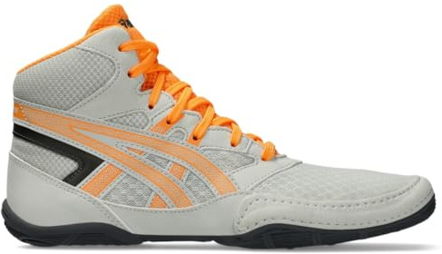 ASICS Chaussures de lutte Snapdown 4 pour enfants, Gris lac/orange Pop, 5.5 Big Kid
