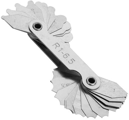 Calibre de Radio, Medidor de Filete de Acero Inoxidable, Diseño Fácil de Transportar, Amplio Rango de Medición, para Fabricantes, Mecánicos, Trabajadores (R1-6.5 mm)