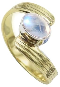 Silvertrove ädelsten sterling silver och mässing band ring för män och kvinnor i alla storlekar smycken CRG1095AA, Ädelmetall Ädelsten, Månsten