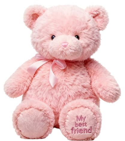 SrgPui Pink Teddy Bear, Soft Plush Toy for Adults, Cuddly Companion for Gifting and Comfort, 28 cm Huggable Stuffed Animal for Women