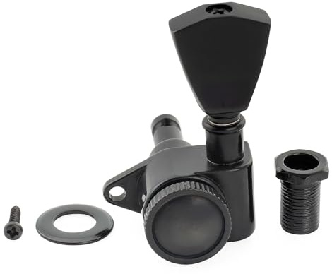 Musiclily Pro R18K Ratio 1:18 Enkel Låsbara Stämskruvar Mekanik Diskant Sida Locking Tuner med Keystone-vred för Akustisk Elgitarr, Svart