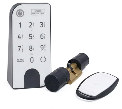 BURG-WÄCHTER Elektronisches Türschloss inkl. Funkschlüssel, Set aus Zylinder, Keypad und Transponder, Türöffnung per App, PIN oder Funk, ENRTY Home 2.0 und sE-Key 7713