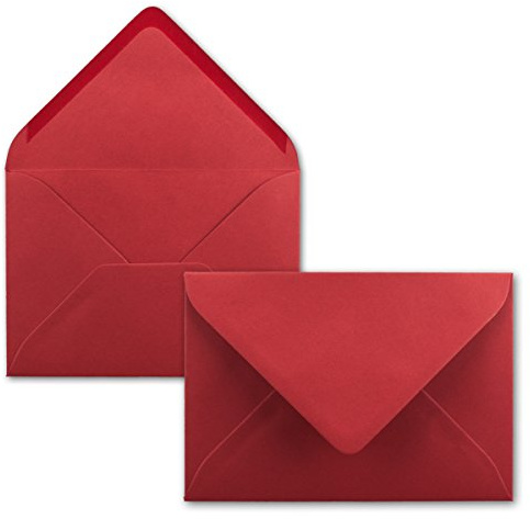 50 Brief-Umschläge - Rosen-Rot - DIN C6-114 x 162 mm - Kuverts mit Nassklebung ohne Fenster für Gruß-Karten & Einladungen - FarbenFroh by GUSTAV NEUSER