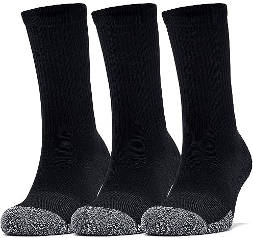 Under Armour Unisex UA Heatgear Crew atmungsaktive Sportsocken im 3er-Pack, Laufsocken mit dynamischem Halt und Flexibilität, 3xSchwarz, M